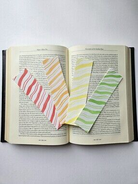 4pc Handmade Fruit Stripe Bookmarks | Zebra Stripe Gum Inspired Watercolor